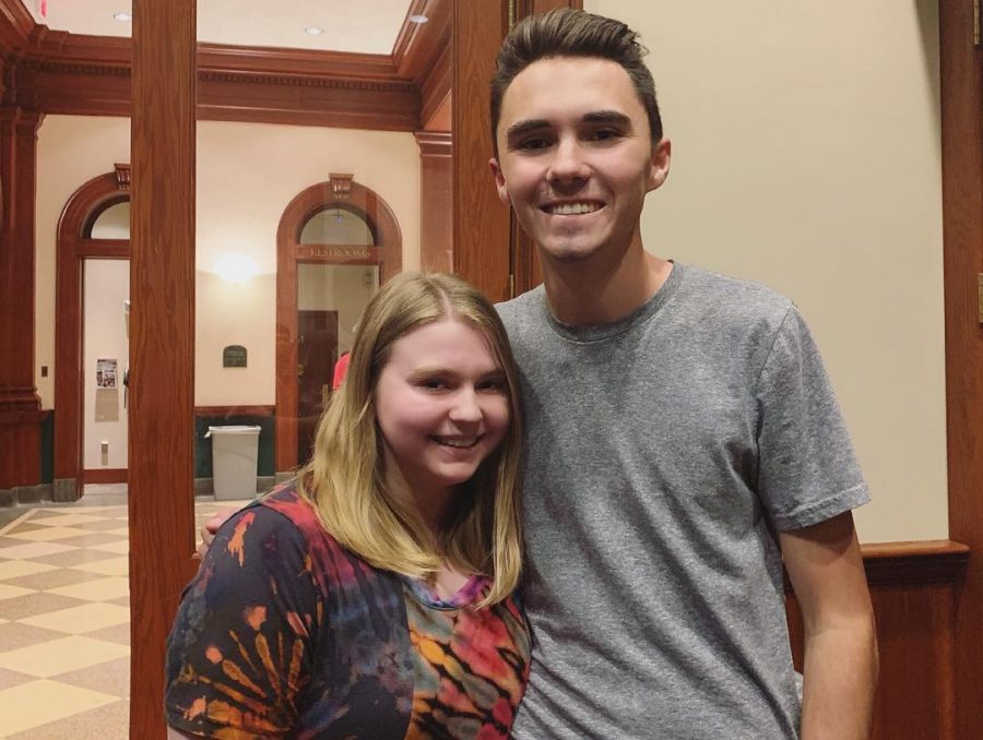 Senior, Sydney Cooper standing with March For Our Lives co-founder, David Hogg. 