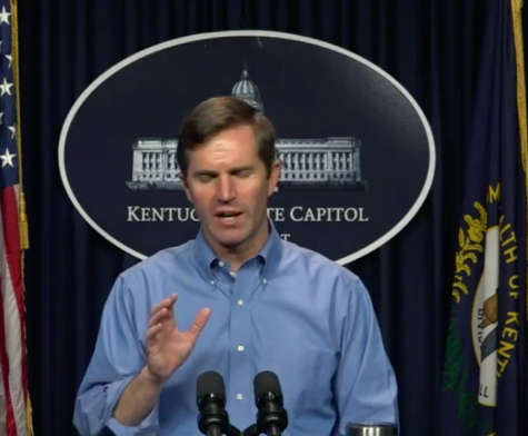 Governor Andy Beshear during his 4/20 COVID-19 update.