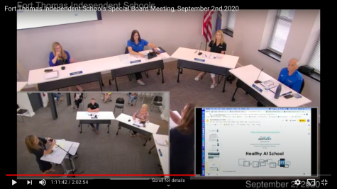 The Fort Thomas Independent Schools Special Board Meeting on September 2, 2020. Image courtesy of HHSFilmAndBroadcast.