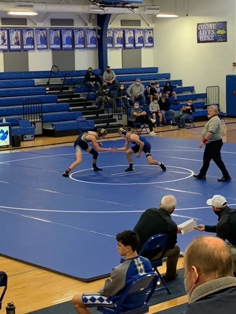 Senior Peter Laskey is seen competing against an opponent from Campbell County High School at their match last Sunday, February 14th.