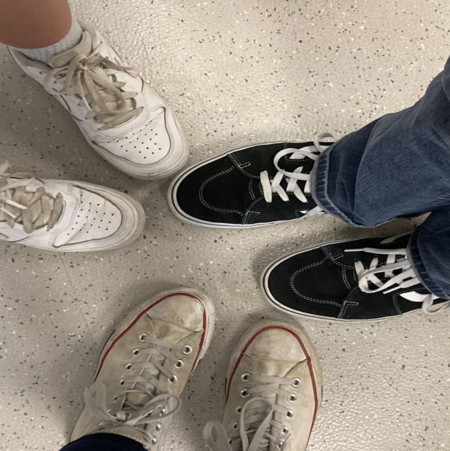 Highlands High School students show off their Air Forces, Converse, and Vans.