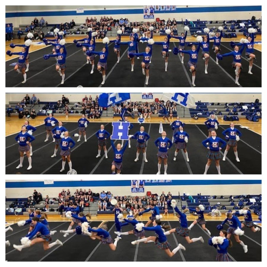 The Highlands High School cheer team competes at Scott High School in the “LivLikLil” competition, performing using flags and popular moves, such as the hurkey.