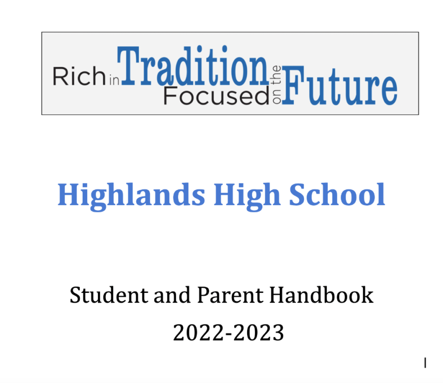 The front cover of the HHS Student Handbook. 