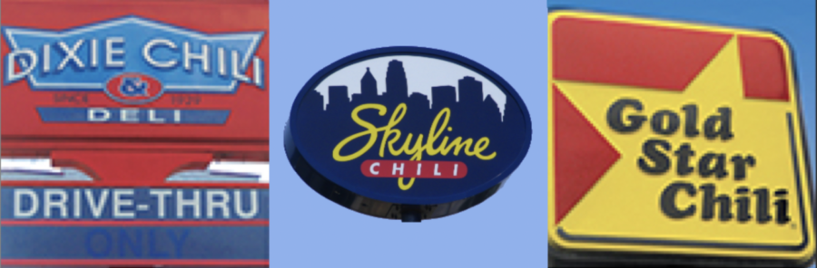The top three most popular chili restaurants in Cincinnati. 
