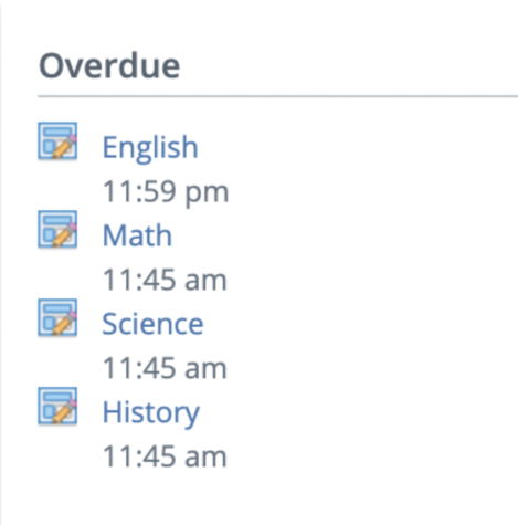 An edited version of the Schoology overdue section.
