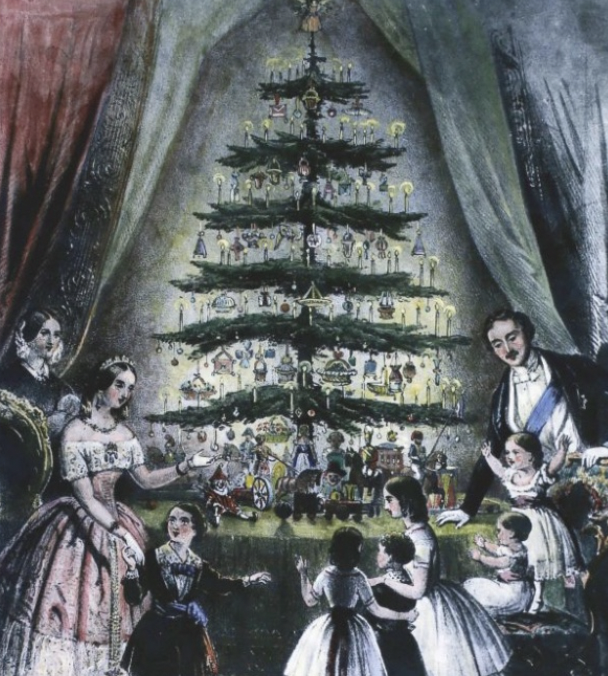 German family decorating their Christmas tree. (picture provided by Britannica)