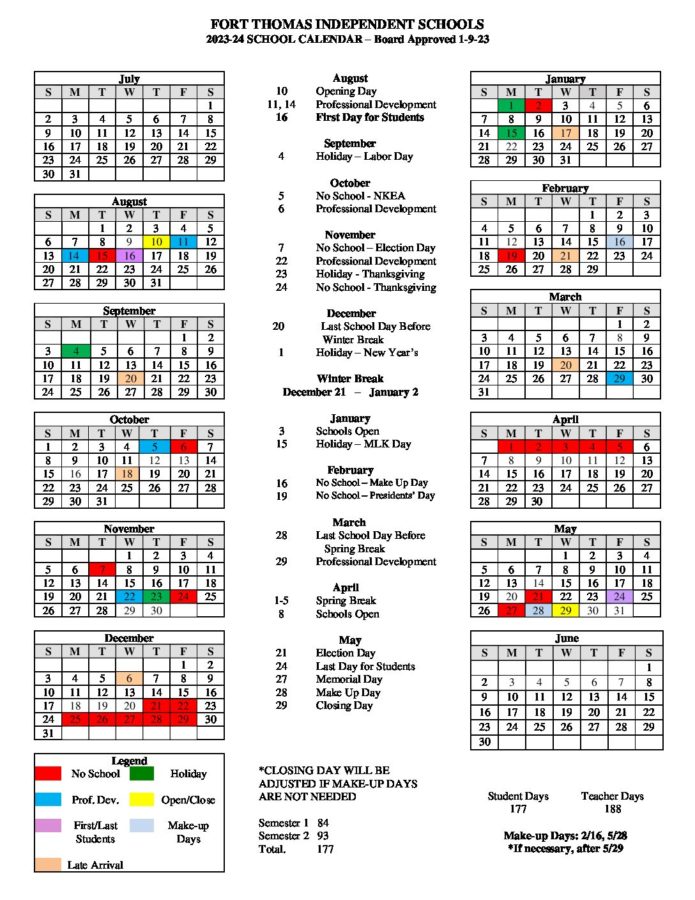 The 2023-24 school year calendar.