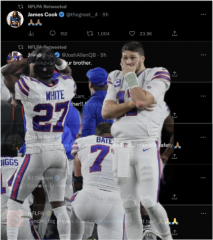 Players’ on-field reactions edited in front of their reactions on Twitter.