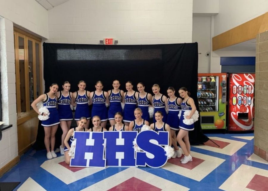 The HHS varsity dance team poses together for a picture.