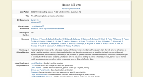 Screenshot of an overview of House Bill 470.