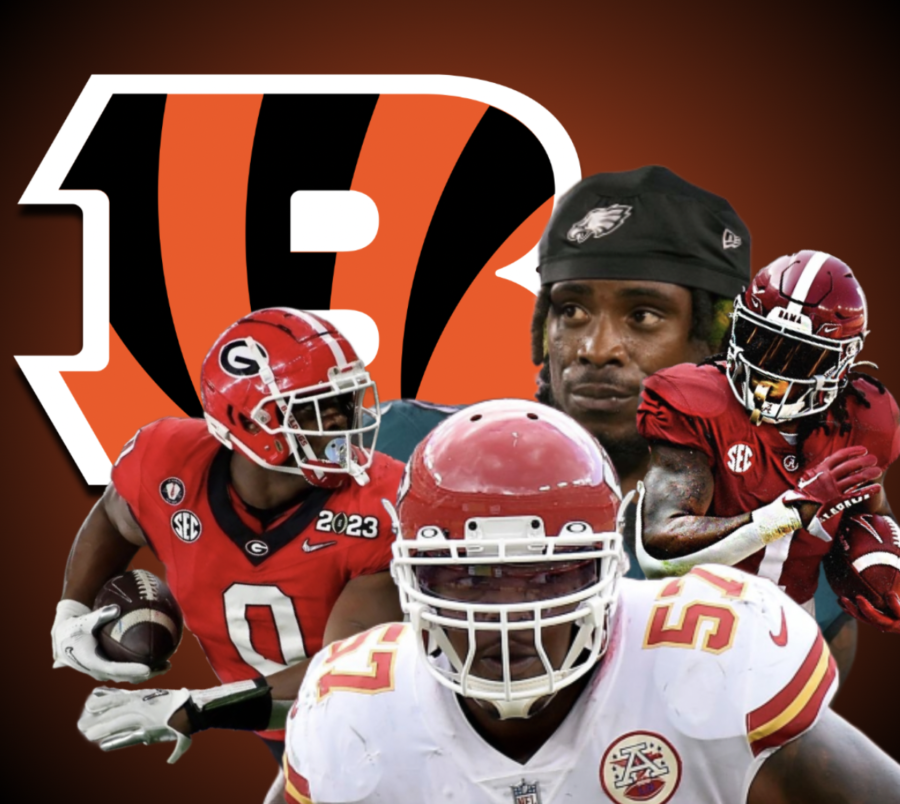 Sorted possible future Bengals in front of the Bengals logo.