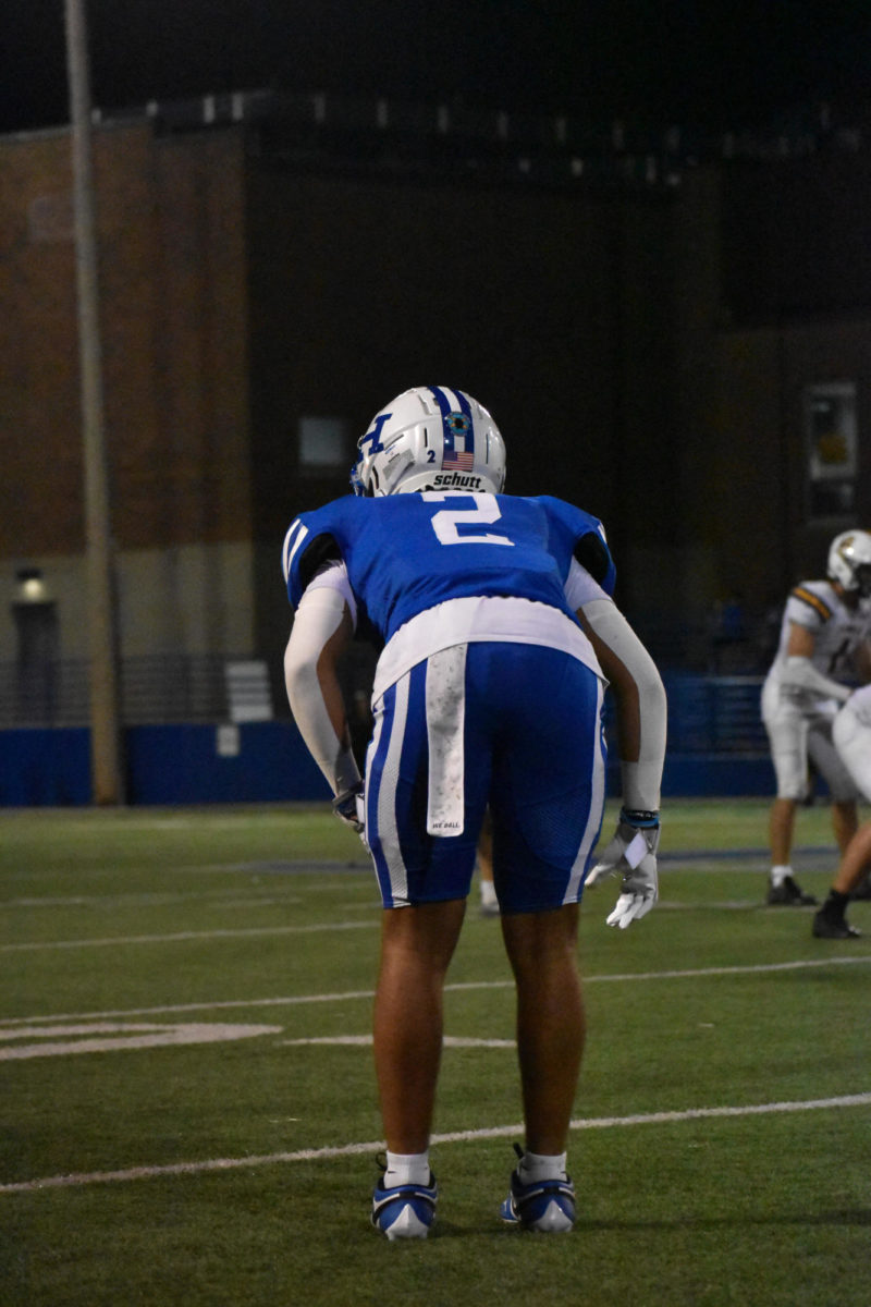 Junior Dominic Gregory prepares for the play.