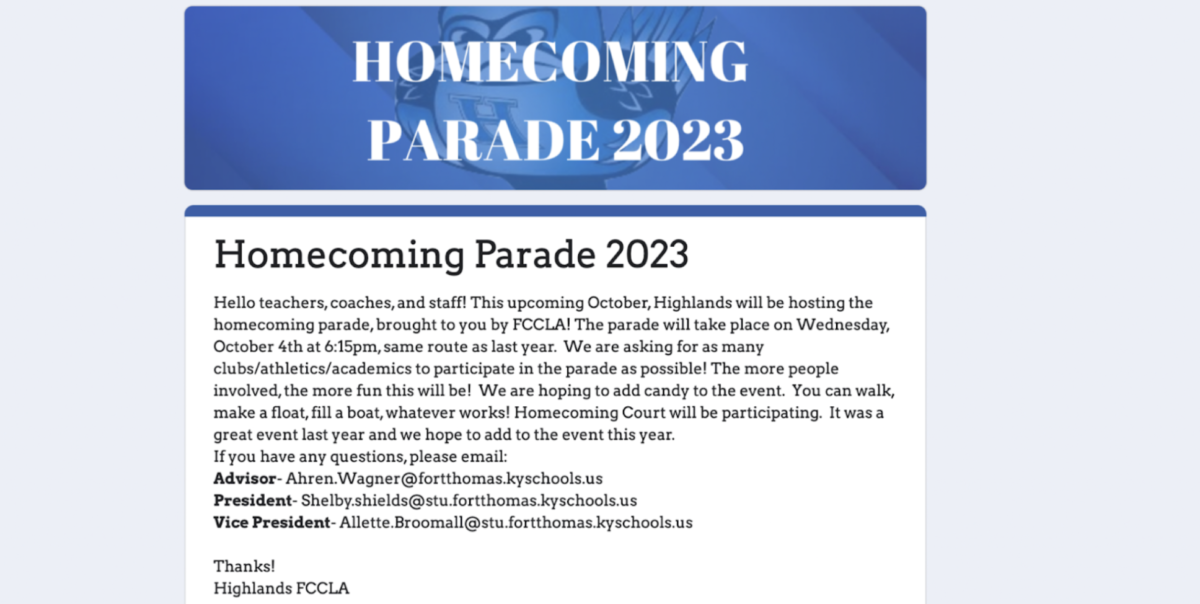 This is a form, providing information about the 2023 Homecoming Parade. 
