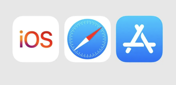 The operating system of Apple mobile devices, the internet browser, and the app store icon next to each other.