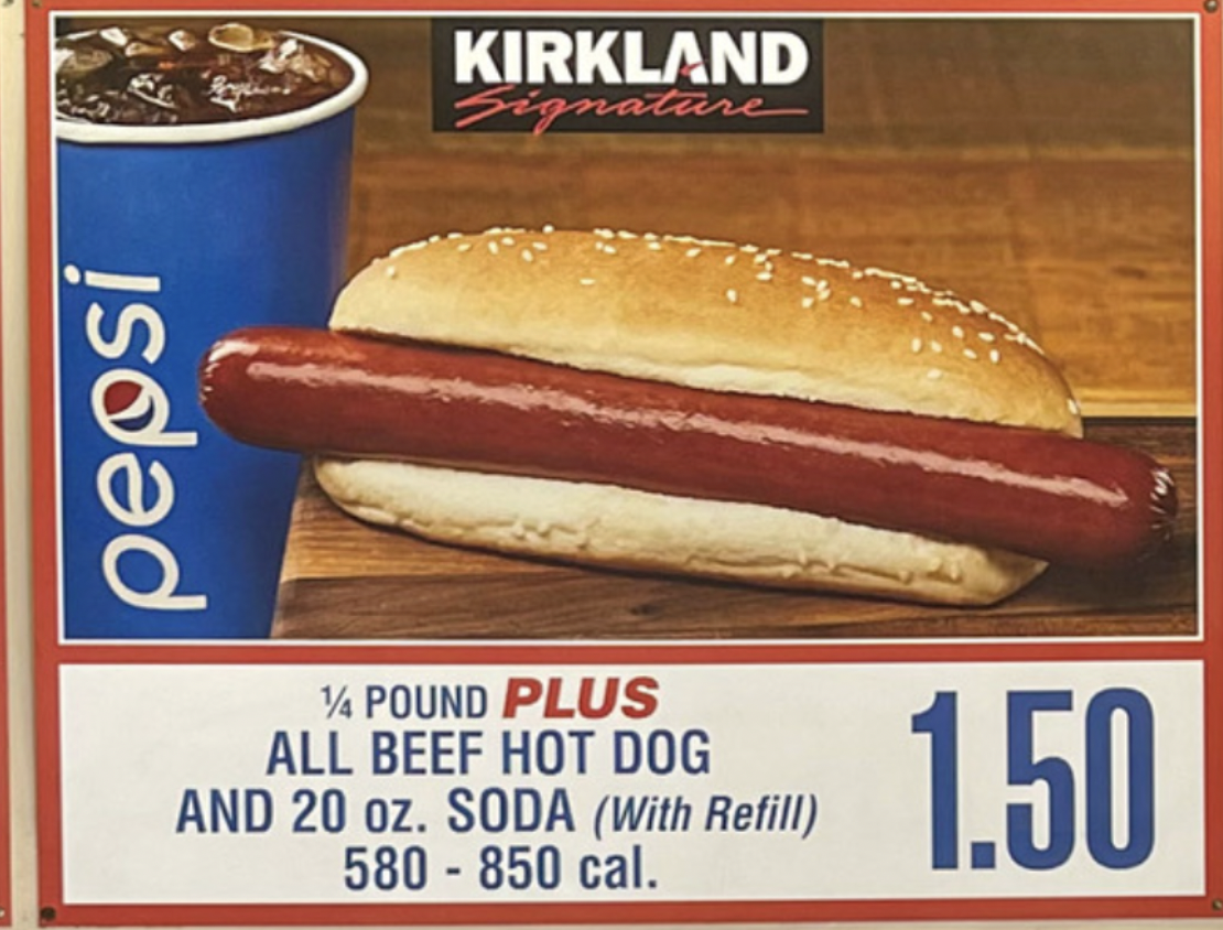 An image of the famous Costco Hot Dog menu item.