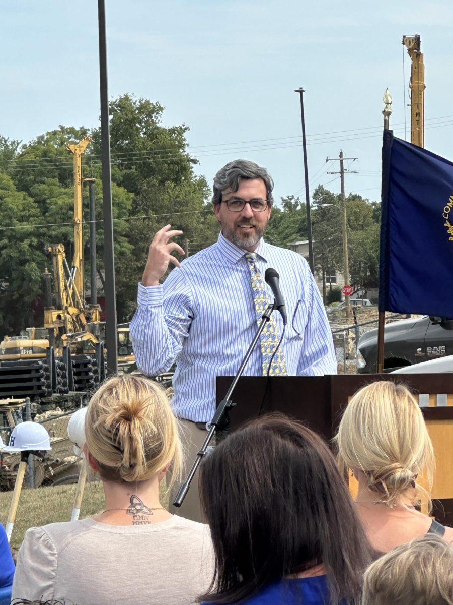 Highlands principal, John Darnell, giving an opening speech to start the ground breaking