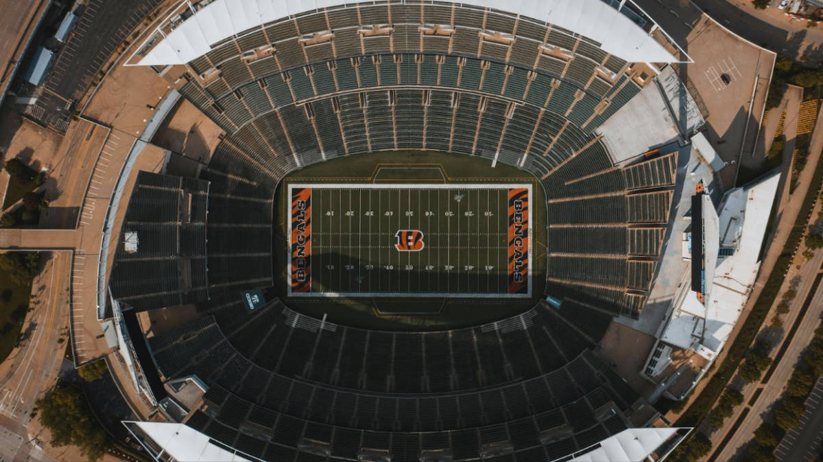 Overhead view of PayCore Stadium Home of the Cincinnati Bengals for 25 years 
Courtesy of Kelly on Pexels
