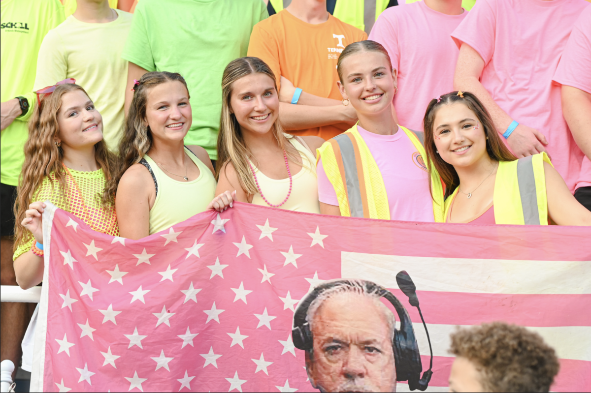 Seniors Madison Barlow, Franny Smith, Avery Barber, Katie Bucher, and Hayden Gessner smile at the camera.  “This year, the ozone leaders are focusing on boosting involvement and school spirit by promoting big games each week. The goal is to make games fun, support every sport, and strengthen school pride,” said Bucher.