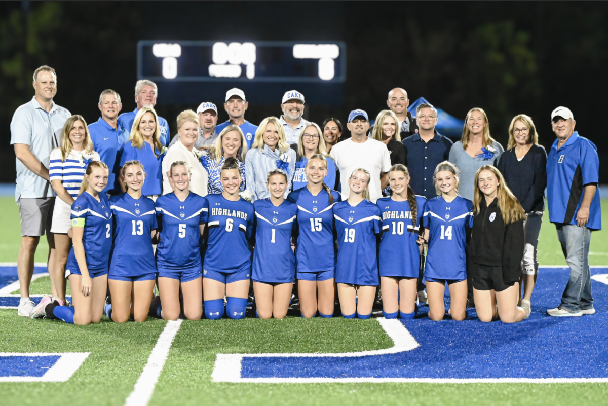 Highlands soccer girls and parents come together for senior night recognition.