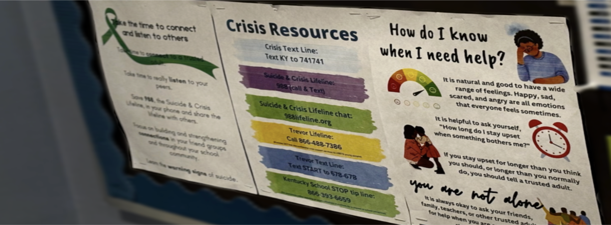 Suicide Prevention tips are posted around the school.