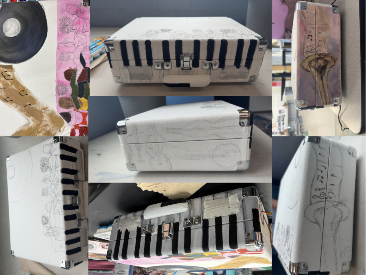 A series of photos showing the stages of the record player’s design.