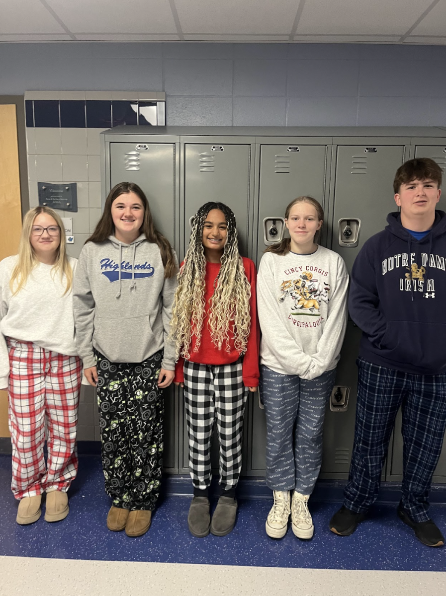 Students from Ms. Griffith's 4th period class embraced the comfy theme of PJ Day at Highlands High School.