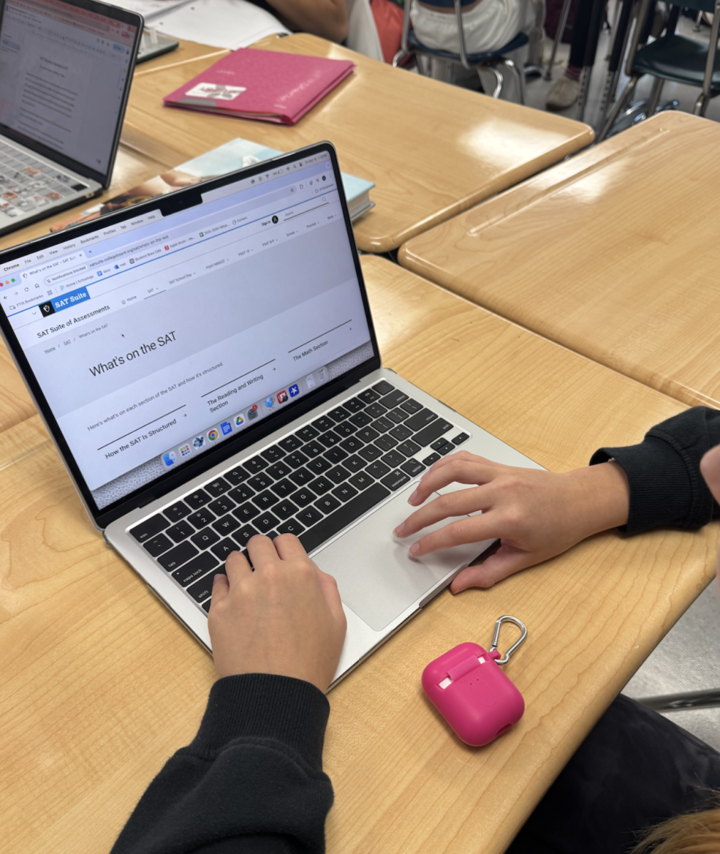 Abigail Gabennesch (11) looks at the SAT Website.