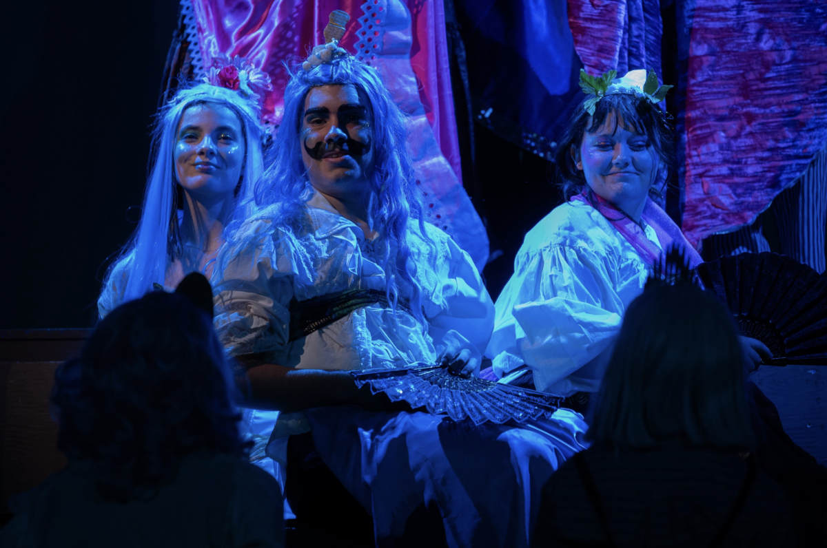 Jake Hagerty (12), Sophie Uhl (12), and Evie Henkenberns (10) smile to the audience during "Mermaid Outta Me." We essentially play these kids and bring honestly just a story to life without needing the fact of flashing lights and crazy giant set pieces." Hagerty said.