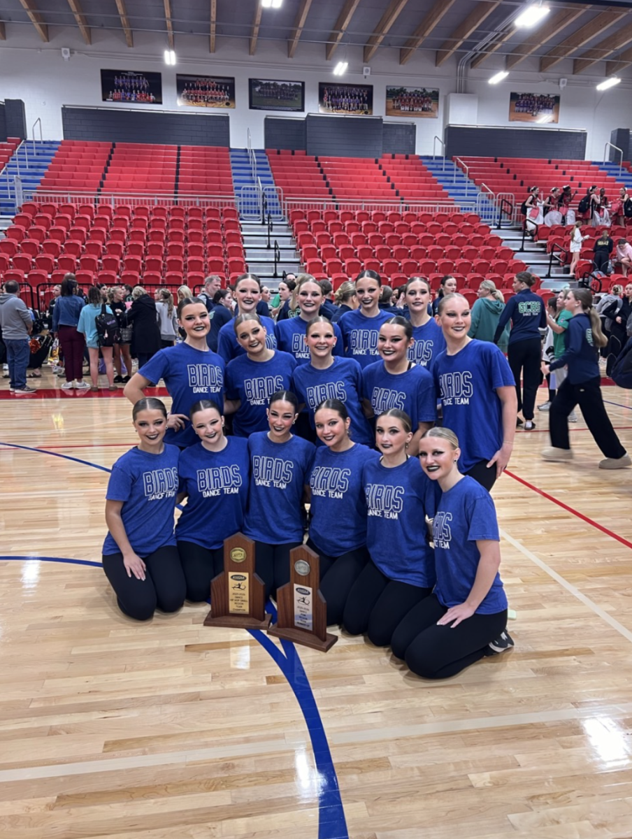 The Highlands Varsity Dance Team gathers after winning their regional competition (Courtesty of Ashley Wrobloski, used with permission).