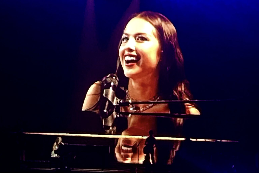 Olivia Rodrigo performs at her “Guts World Tour” in the summer of 2024. 

